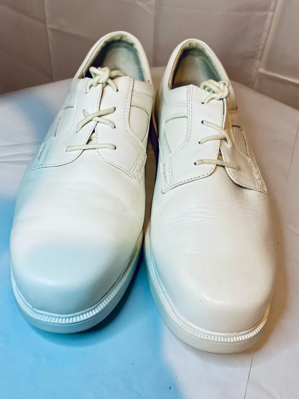 Men’s Propet White Leather Lace-Up Derby Shoes Size 11